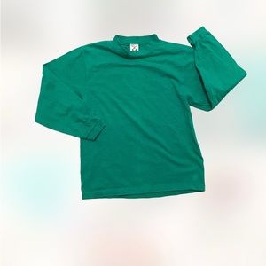 Vintage green longsleeve shirt unisex 1980s mens L made in usa blank